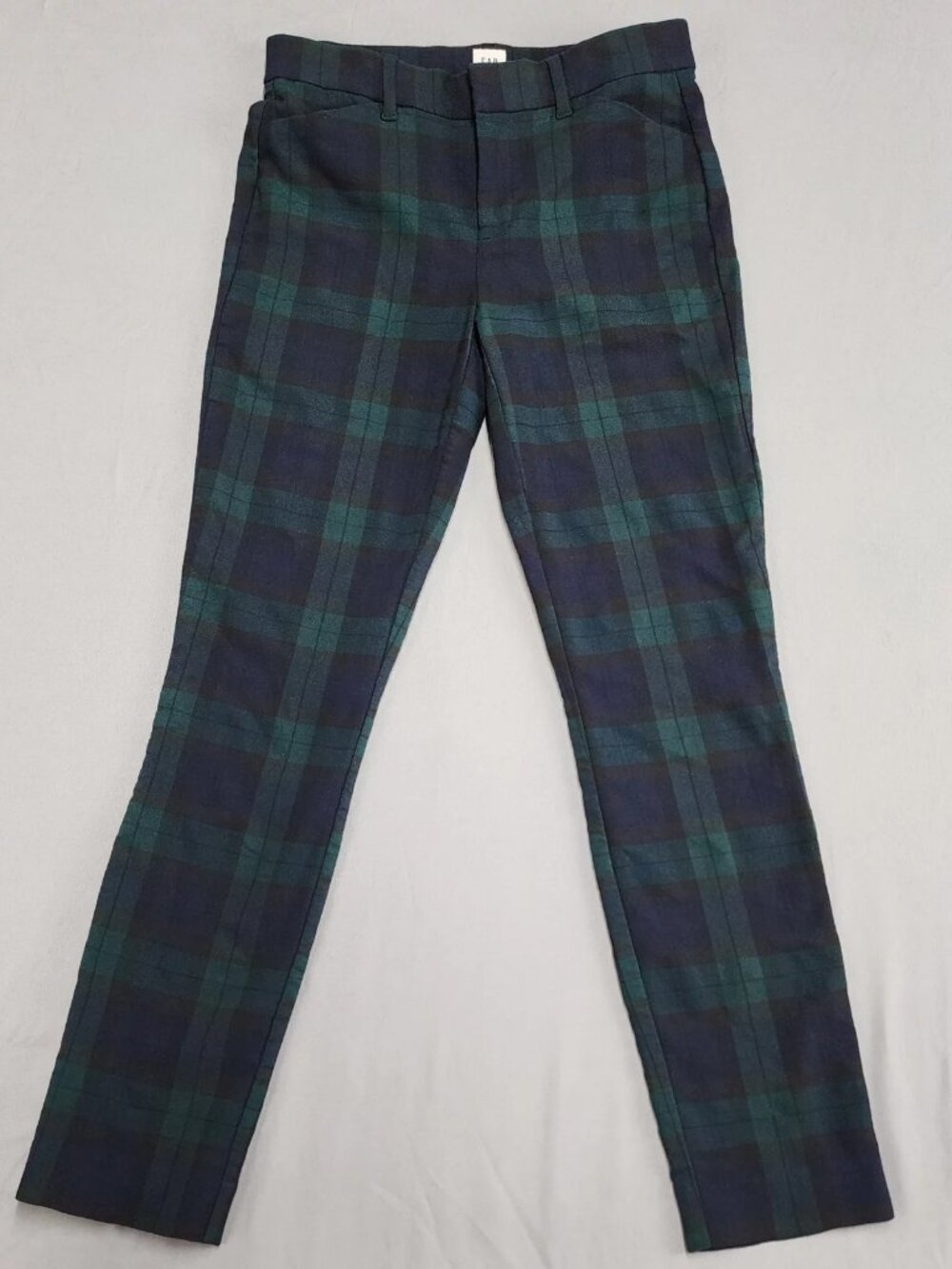 Gap Signature Skinny Ankle Pants Womens 2 Blackwatch Plaid Navy Green Stretch
